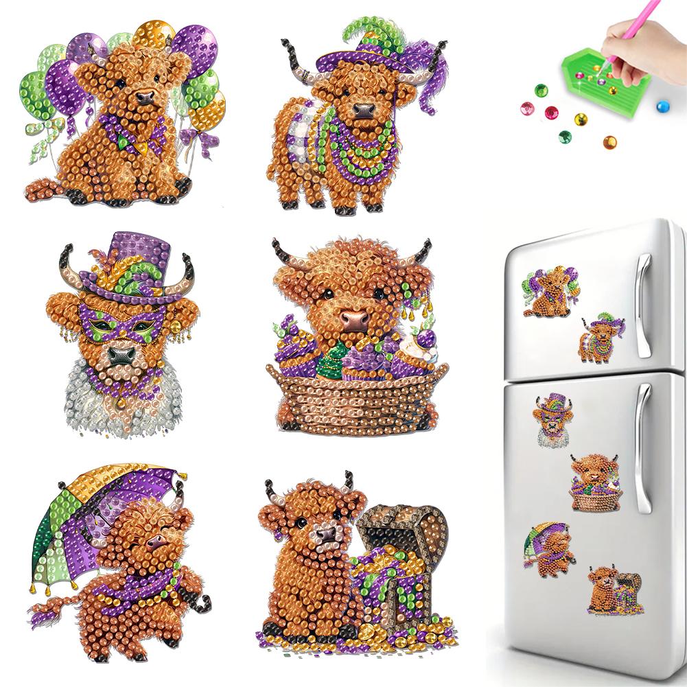 6Pcs Animal Diamond Painting Refrigerator Magnets Fridge Magnets Diamond Art DIY Diamond Art Refrigerator Magnets DIY Art Crafts