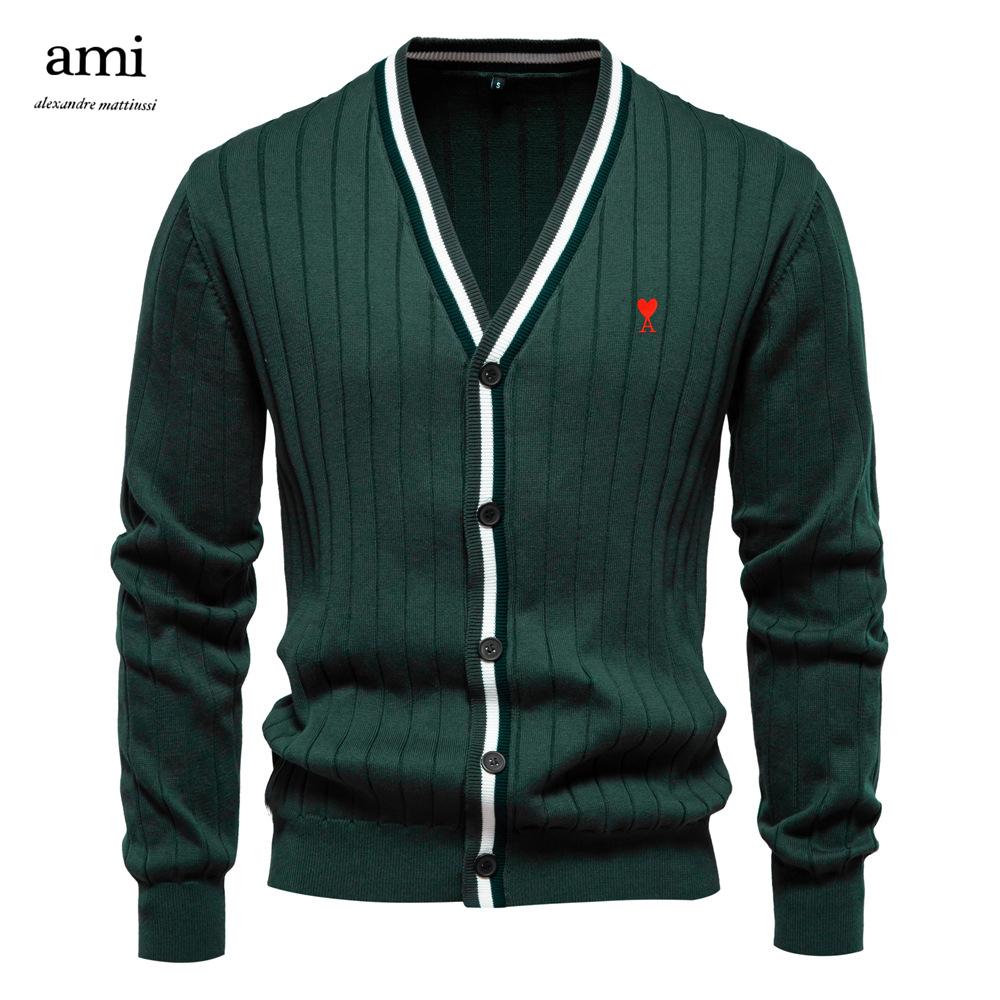 AMI 2025 Herbst/Winter Neue Strickjacke mit V-Ausschnitt und langen Ärmeln für Herren