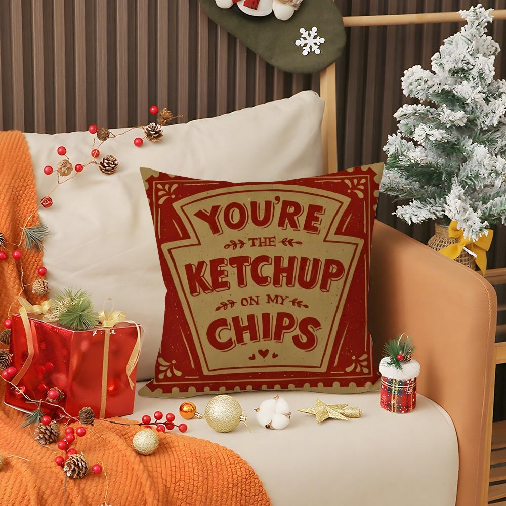 

Cartoon Funny Ketchup Pattern Pillow Case Printing Pillowcase Living Room Sofa Cushion Cover Bedroom Room Decor 30X30cm