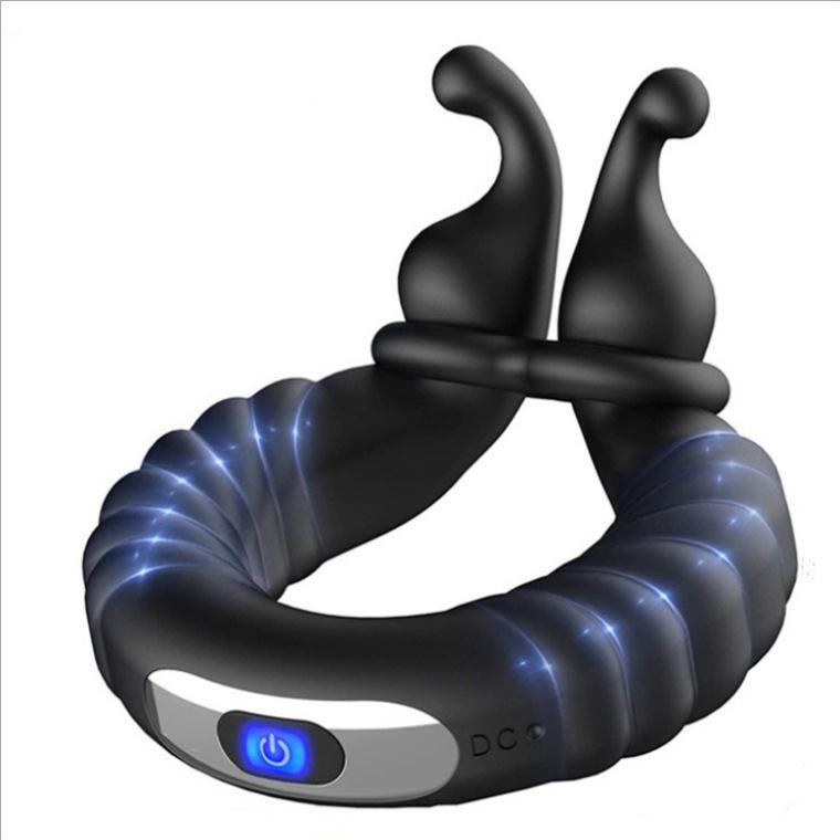 USB Rechargeable Snail Men's Vibrating Massage Ring - Delay Adult Pleasure Device