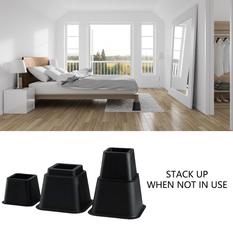 Thickened Bed Leg Protectors Not Scratch Floor Pad Slip Resistant Strong Plastic Caps Quick Fixing for Furniture