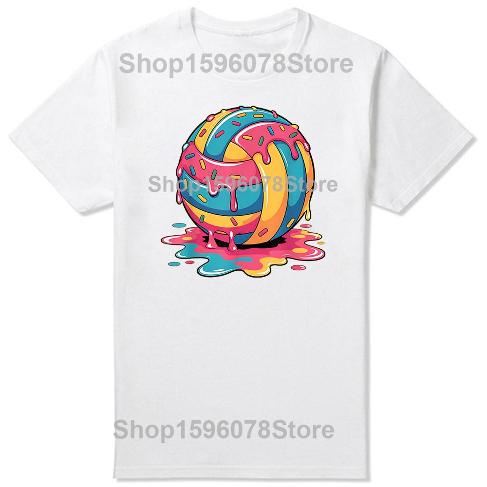 Funny Graphic Volleyball Ice Cream Tshirts Men Womens Fashion Casual Tshirt 100 Cotton Loose Oversized T Shirt