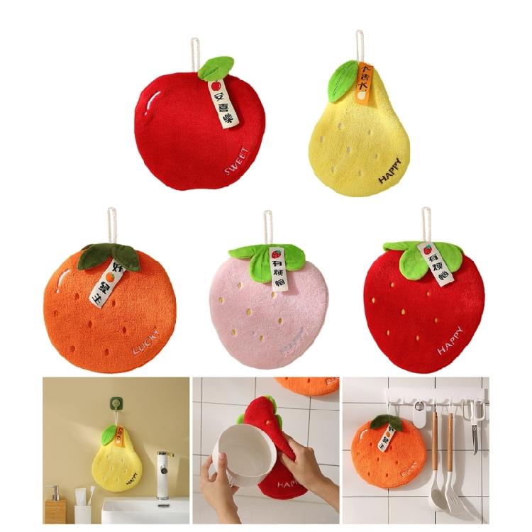 Hanging Towels Soft Coral Fleece Hanging Hand Towel In Fruit Shape Optional For Quick Drying And Easy Use In Kitchen