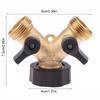 Hose Splitter Brass 2 Way Hose Connector 3/4 Thread Y Shape Hose Spigot Adapter Water Hose Splitter For Outdoor Farm Garden