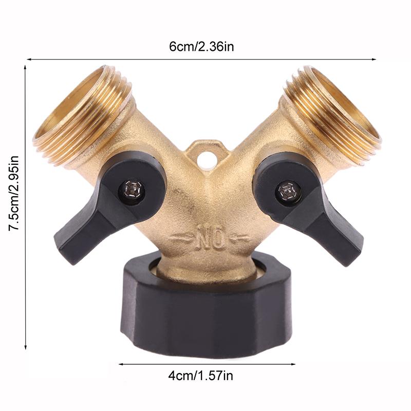 Hose Splitter Brass 2 Way Hose Connector 3/4 Thread Y Shape Hose Spigot Adapter Water Hose Splitter For Outdoor Farm Garden