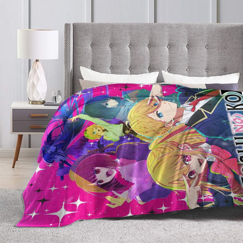 Anime Oshi No Ko Image Flannel Blanket Winter Super Warm Bedding Throws for Children Living Room Novelty Bedspread Sofa Cover