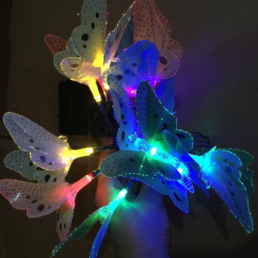 Colorful 12//20 LEDs Solar Power Butterfly String Lights Outdoor Decoration Lamp