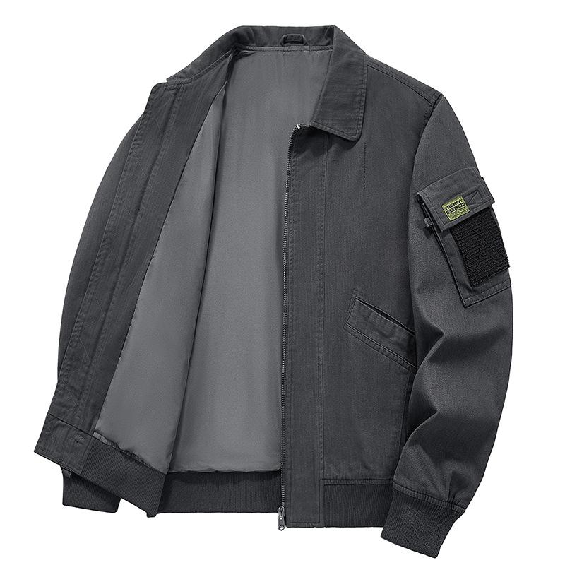 Весна и осень Молодежная мужская куртка с отворотом — фото 4