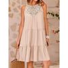 Summer Hollow Back Dress Casual Sleeveless A Line Layered Swing Vest Skirt Beach Vacation Mini