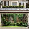 2D Rough Cobblestone Wall Jungle Greenery Lawn Yard Photo Background