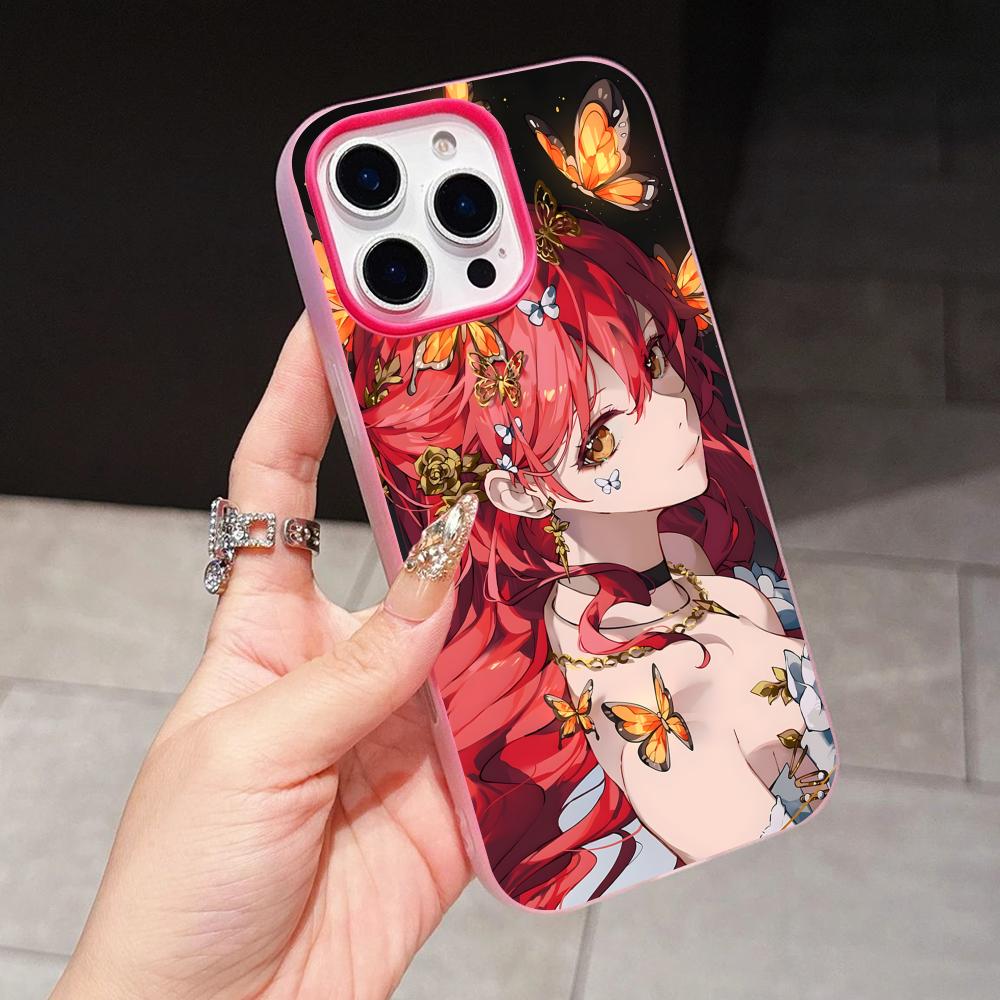 HSR Himeko Jelly Double layer Rose Red Mobile Phone Case for iPhone 17 16 15 14 13 12 11 Air Pro Max Plus Protective
