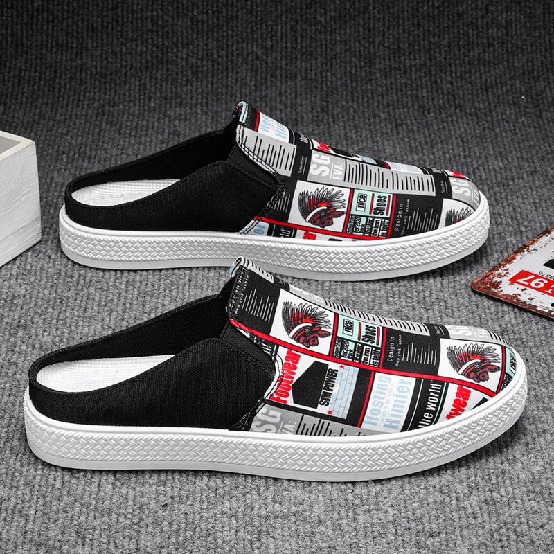 

2025 Холщовые полуботинки для мужчин Мюли Слипоны Балетки Летние без задника Лоферы Тапочки Мужские Слайды Мужские Полузакрытые Пляжные Повседневные Туфли 39