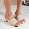 Fashion Women Sandals 2025 New Luxury Outdoor Casual Women Shoes Open Toe Soft High Heels Slides Women Mules Fashion Big Size Sandals