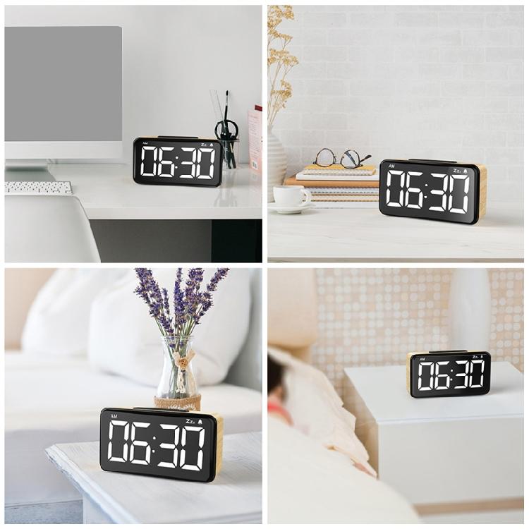 Large LED Display Digital Clock with Snooze Function 12/24Hr Bedroom Clock