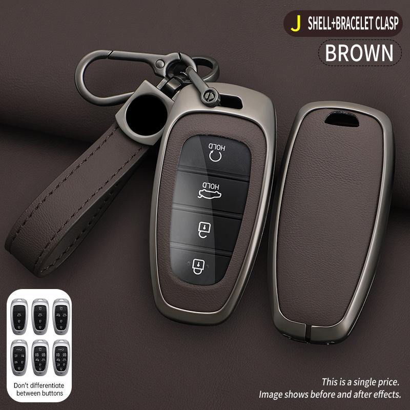 4 5 7 Button Zinc Alloy Leather Car Key Case For Hyundai Sonata Sel Ev 6 Ev 8 Ioniq 5 Nexo Dn8 Tucson Santa Fe Nx4 Staria Ioniq