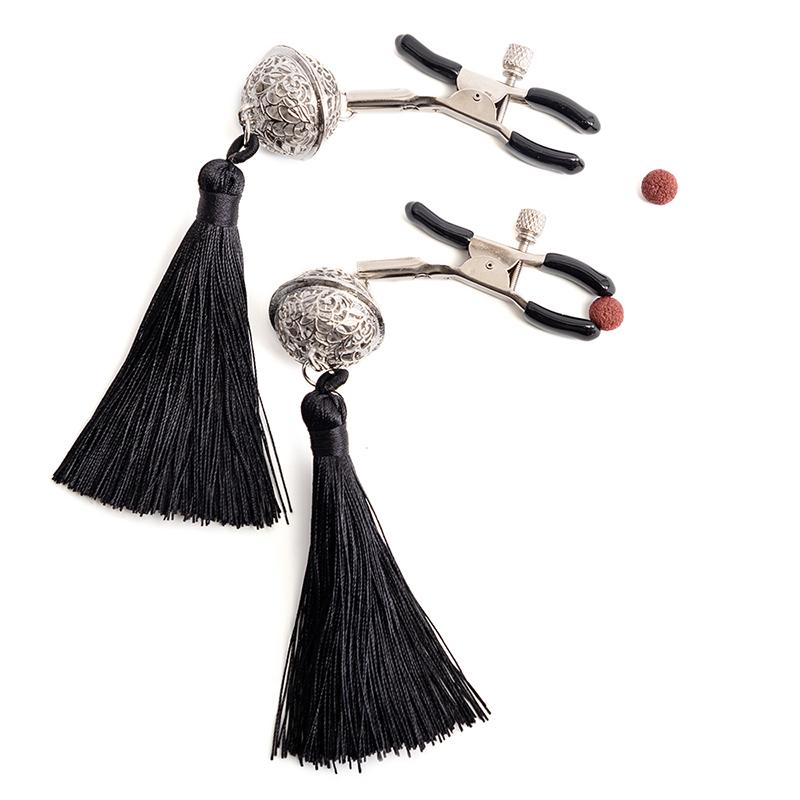 MOGlovers Adult Toy Women Sm Metal Nipple Clamp with Tassels Y Toys for Men Bdsm Clip on Ring