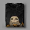 Guitar Sloth Cute Tops T Shirts Mens Cotton Novelty Tee Shirt Round Neck Guitarist Animal Tees Harajuku Tops Gift Idea