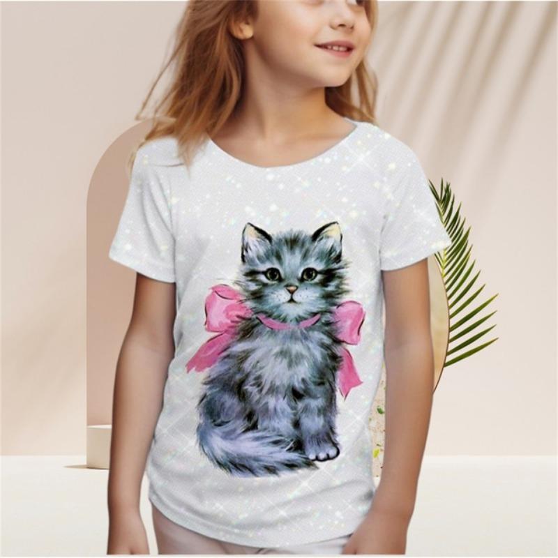 Summer New Casual Baby T-Shirts Cute Cartoon Animals 3d Print T Shirts Fashion Girl Clothes Short Sleeve Tees Girls Top
