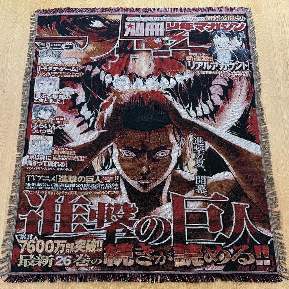 Custom Japanese Anime Wall Hanging Tapestry Woven Cotton Throw Blanket