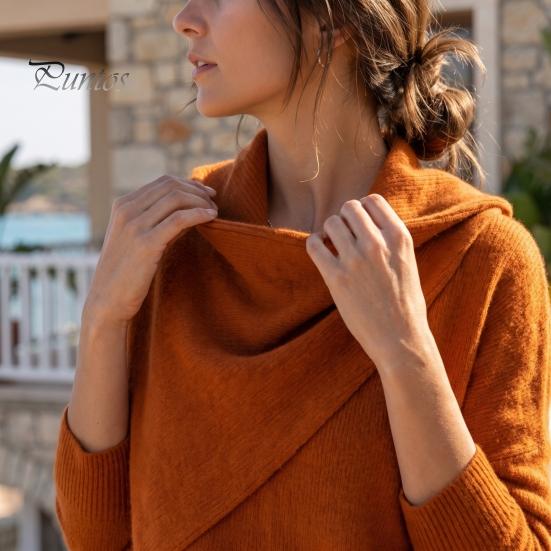 Weiche Herbstoberteile Damen Rollkragen Strickpullover, Einfarbiger Langarm-Oberteil Pullover, Herbst Winter Warm Locker Lässig Strickwaren Pullover