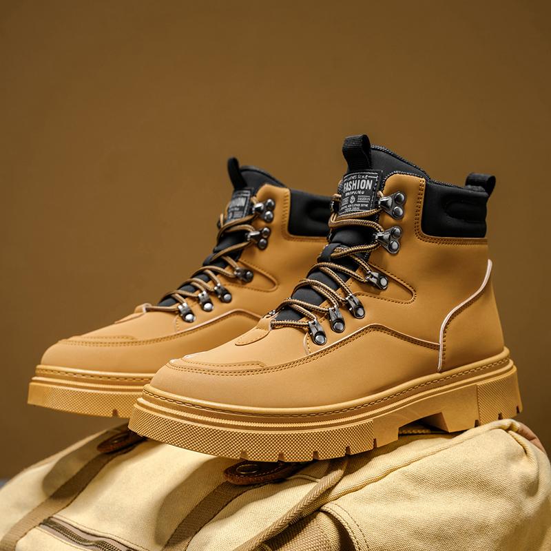 Neue Herren Lederstiefel Retro Bequeme Stiefel für Herren Mode High Top Rutschfeste Freizeitschuhe Business Arbeitsschuhe