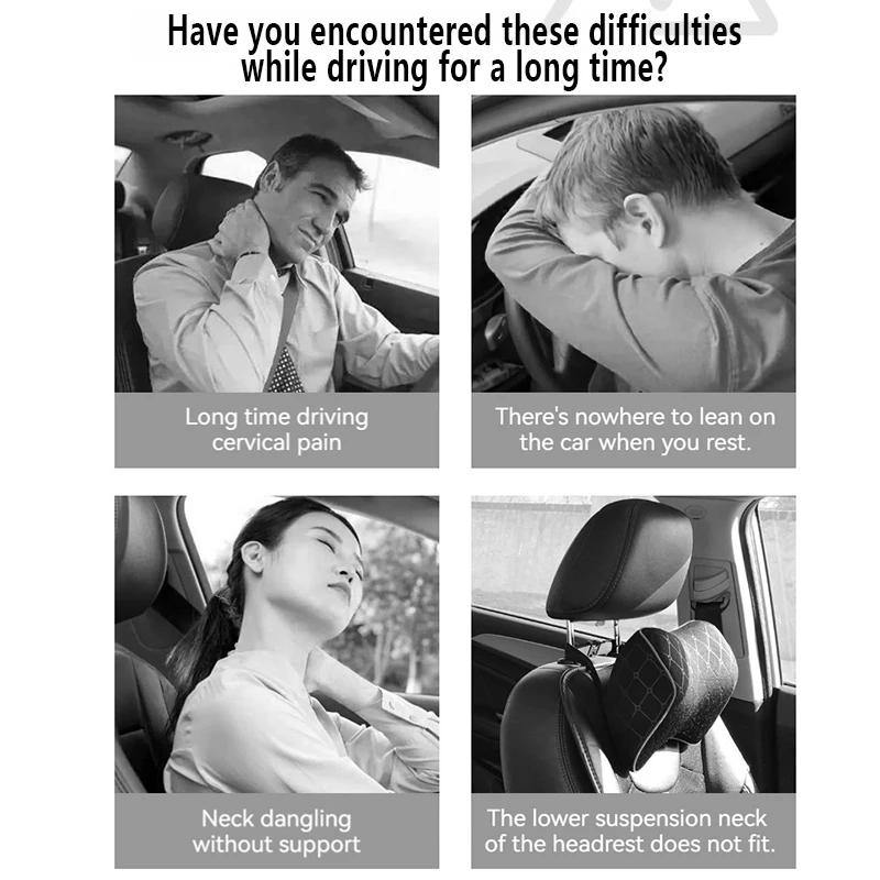 Car Headrest Pillow Adjustable Memory Foam Car Neck Pillow Multi-Function Head and Neck Pillow Support Cushion Auto Accessories