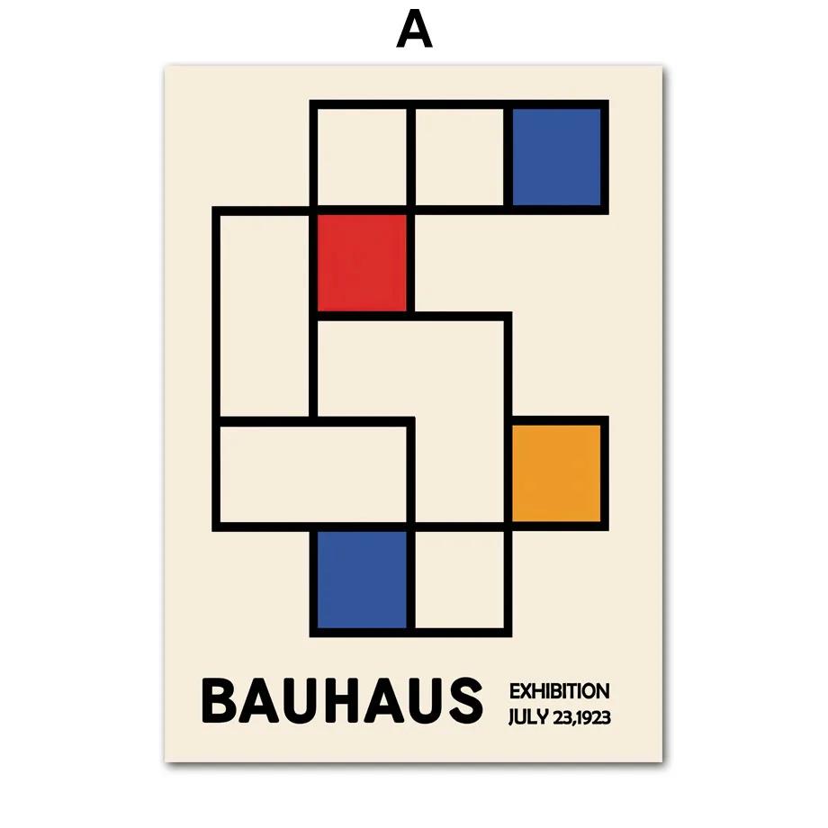 

Geometric Canvas Paintings for Living Room Decor, Abstract Bauhaus Exhibition Posters, Wall Art Prints, Mid Century Modern Pictu 21X30cm No Frame