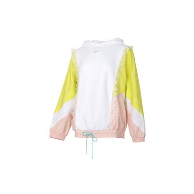 Sportswear Lunar New Year Color-Block Lace Fleece-Lined Warm Hoodie Women Tops White DH1371-107
