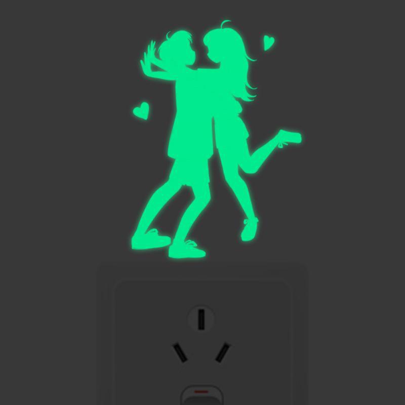 Luminous Five-Pointed Star Wall Stickers for Bedroom and Living Room, Creative Fluorescent Switch Animal Decals.