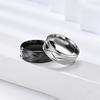 1Pc Stylish and Unique Stepped Design Striped Titanium Steel Ring