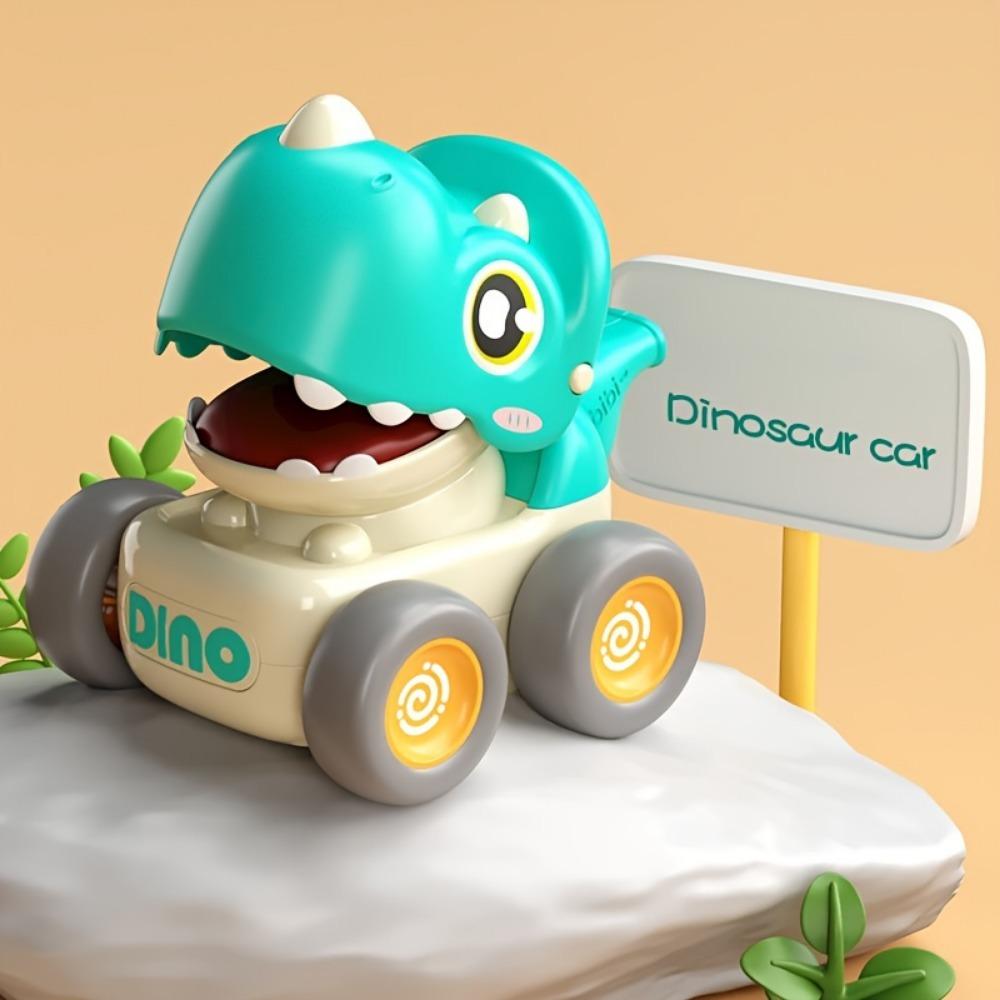 Dinosaur Pull-back Toy Car, Cartoon Gear Storage Scooter, Top Storage Box Toy Car, Anti-fall and Anti-collision Inertial Toy Car