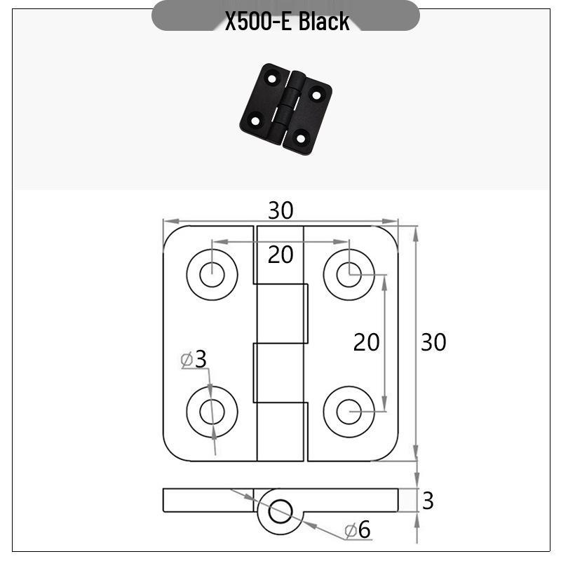 Silent Nylon Folding Hinge for Electrical Cabinet Enclosures, Black & White (X500 Series) 65x65