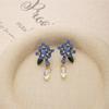 Blue Color Orchid Earrings Sweet Flower Earrings New Pendant Earrings  Women