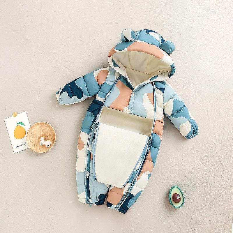 Warmer dicker Fleece Baby Strampler mit langen Ärmeln Neugeborenes Baby Winter Krabbelkleidung