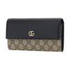 Gucci GG Marmont Brand Logo Print, Compact Continental Style Archival Double G Logo, Leather and GG Supreme Canvas Wallet, Women's, Brown and Black