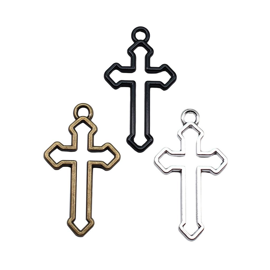 Hollow Cross Charms Multi Color Alloy Pendants For Gothic Christian Jewelry Accessories