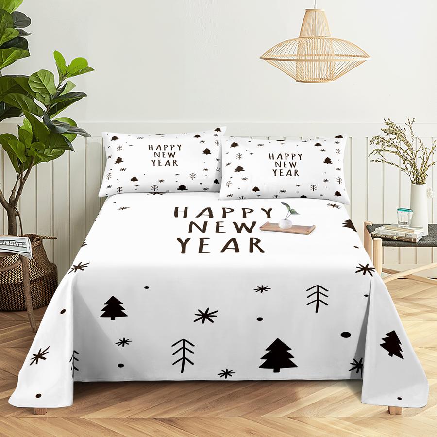 Bed Sheet Set 240x220 Christmas Tree With Pillowcase Letter Green For Single Double Beds Kids Adult 3D Bedding Texile Twin Full