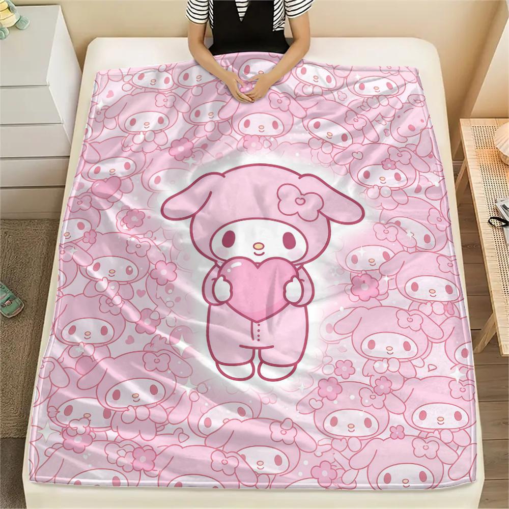 1PC My Melody Print Flannel Blanket, High quality All Seasons, Home Decor, Warmth and Comfort, Perfect for Christmas Gifts
