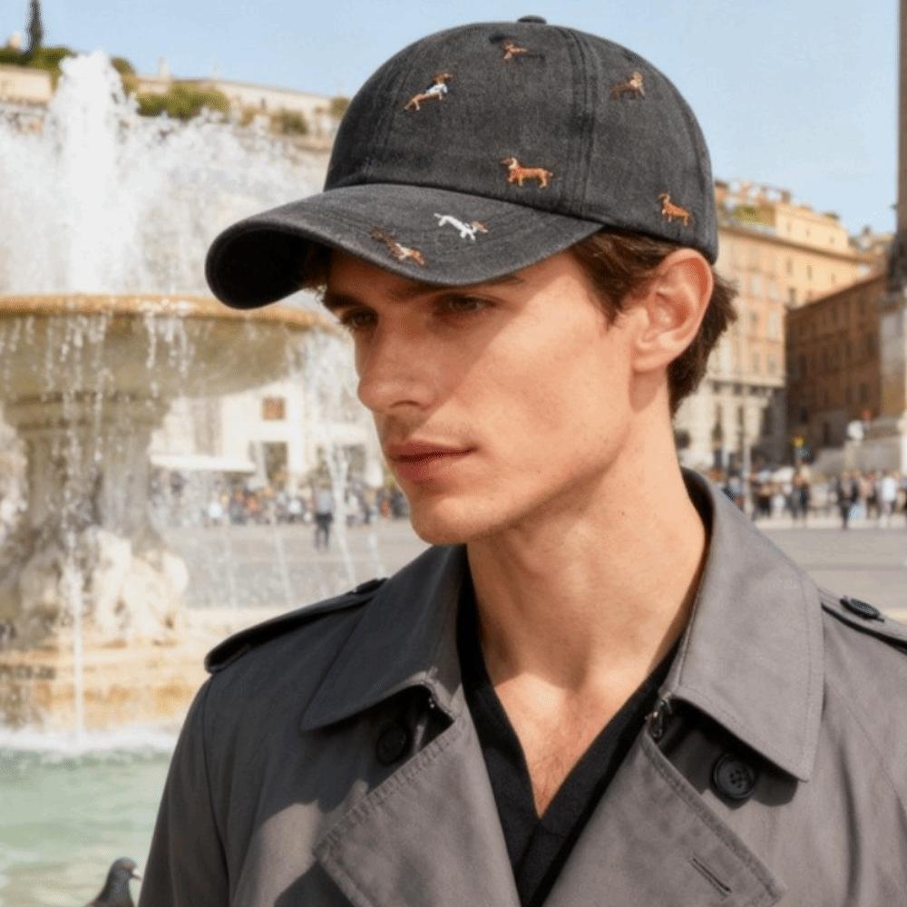 Washed Embroidery Puppy Cap Soft Duckbill Cap Versatile Distressed Baseball Cap Women
