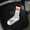 Ladies Spring and Autumn Vintage Cotton Fashion Thickened Towel Bottom Striped Mid Tube Socks