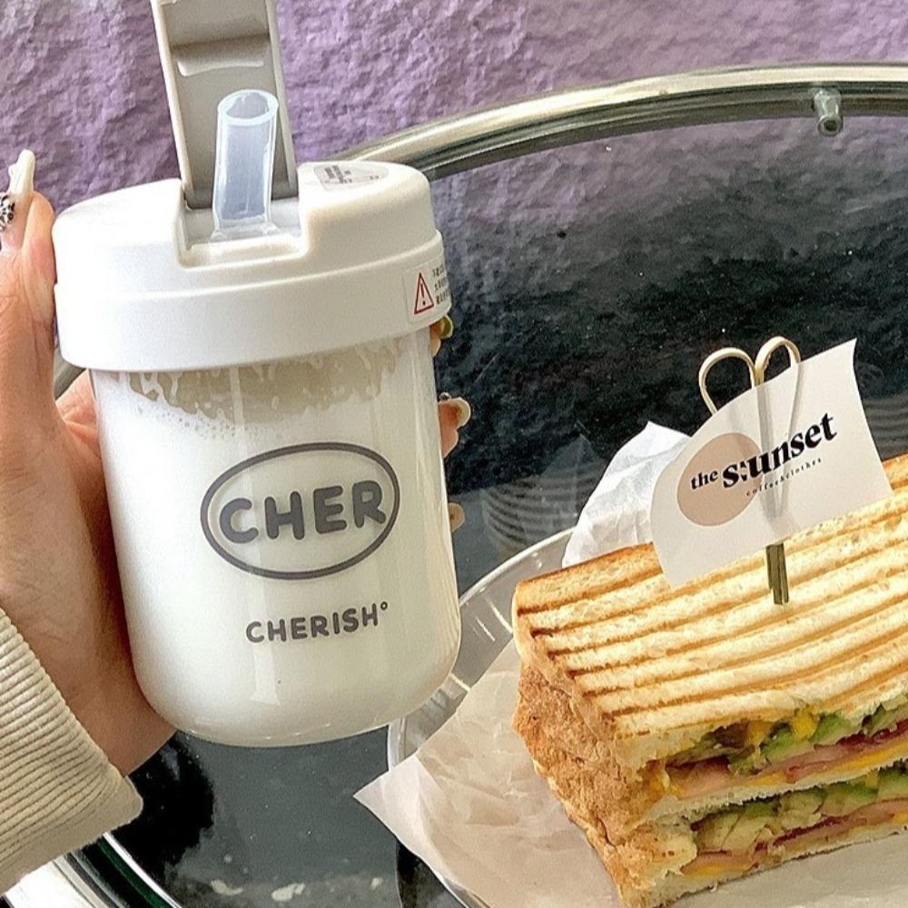 300mL Straw Cup Mini Milk Coffee Cup Cartoon Drinking Tumbler  for Kids