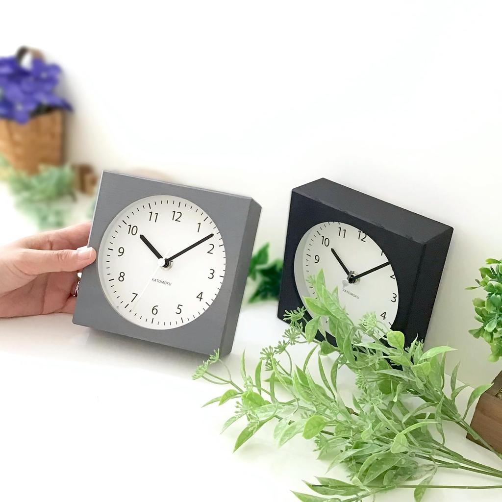 KATOMOKU Dual Use Clock, 8cm, Gray, km-134GRRC, Wall/Tabletop Use, Radio-Controlled Clock with Continuous Second Hand, 14cm