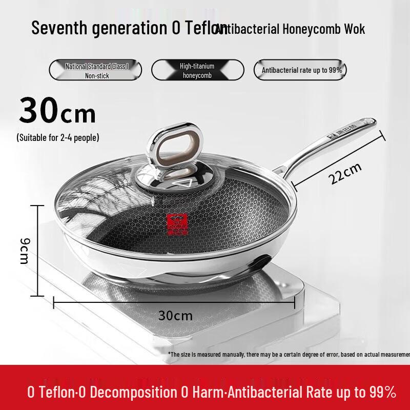 Kombach 7th Gen 30cm Titanium Non-stick Honeycomb Wok