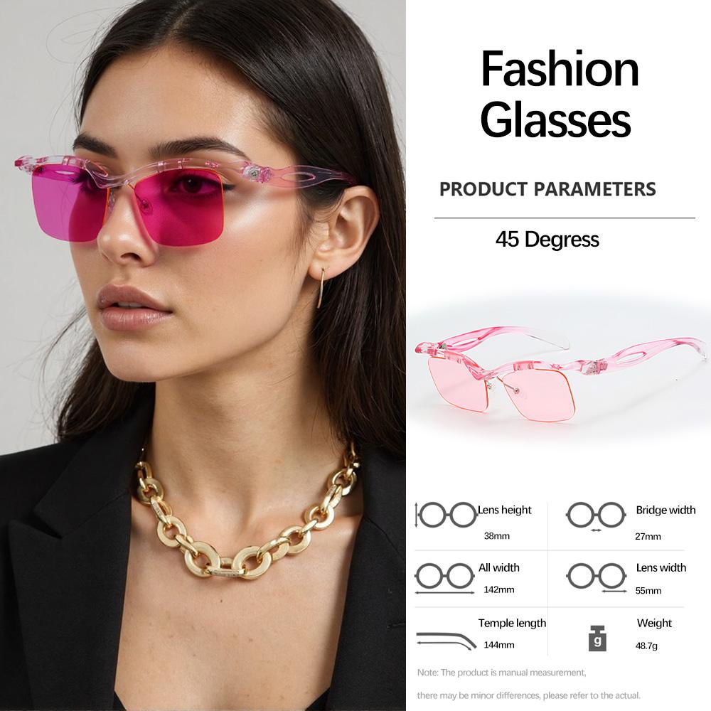 

Modern Vintage Sunglass For Women Half Frame Square Lens Geometric Line Glasses Simple Fashion Accessories Women S Glasses