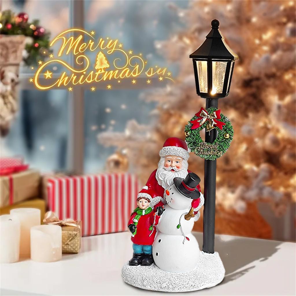 Santa ozdoby rozsvítí sněhuláka světly pryskyřičné tvoření vánoční dekorace na stůl, stolní světelné ozdoby (bez baterií)