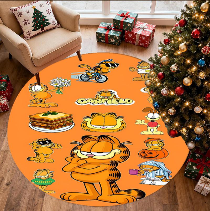 Garfield Pattern Round Rug, Indoor/Outdoor Mat, for Picnic, Gameroom, Bedroom, Office, Living Room, Home Decor Carpet, Birthday Gift