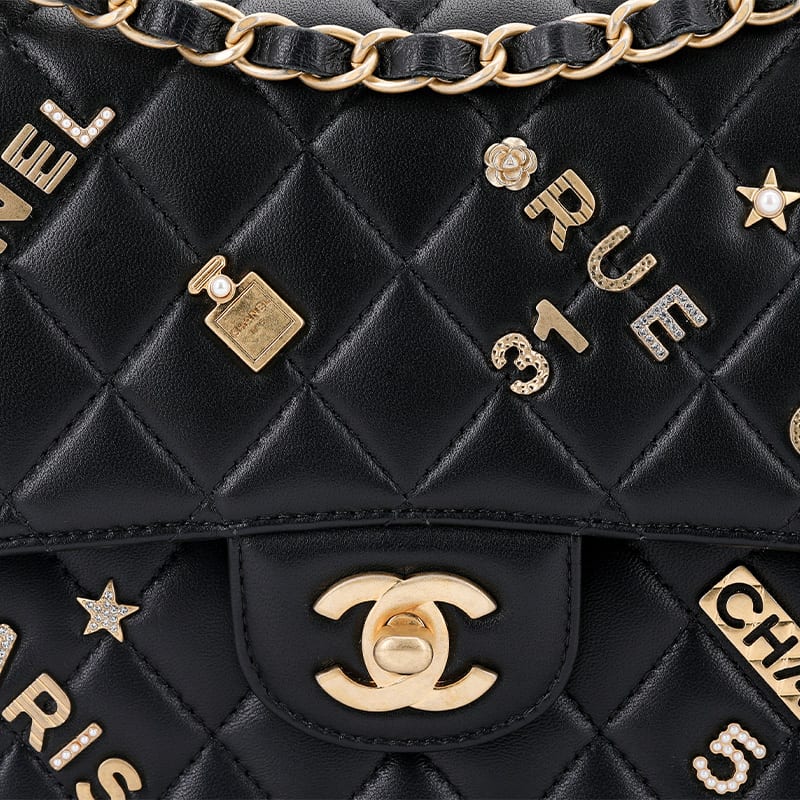 Chanel Classic Flap CF Lambskin Shoulder Bag, Crossbody Bag Women's Black A01112-B05518-94305