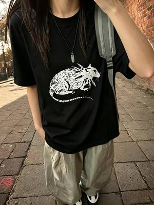 Κλασικό YK Γοτθικό Στυλ Εκτύπωση T-shirt Oversized T-Shirt High Street Μπλούζες Γοτθικό Στρογγυλή Λαιμόκοψη Βαμβακερά Τοπ Ανδρικό Γυναικείο T-Shirt