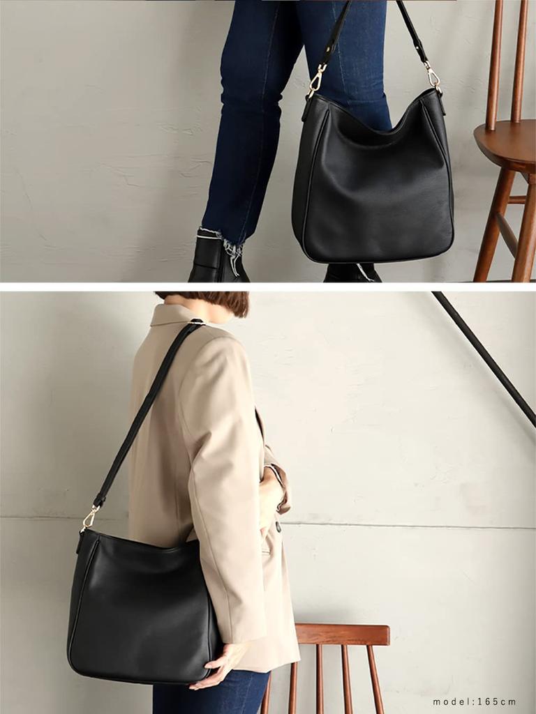 VITAFELICE Genuine Leather 2-Way Shoulder Bag for Women, Sib-20003n (Black)