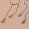 Versatile Two Tone Teardrop Pendant Necklace In Stainless Steel Adjustable for Casual or Formal Occasions